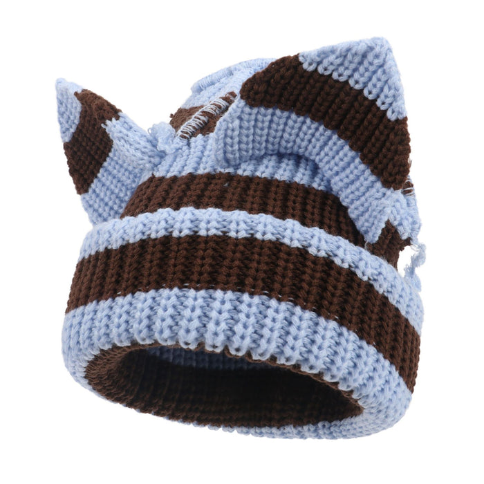 Cosycombe Chunky Cat Ear Beanie in Thick Rib Knit