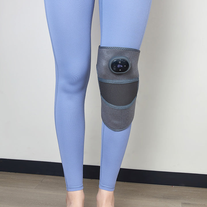 Grey heated knee wrap with LCD control
