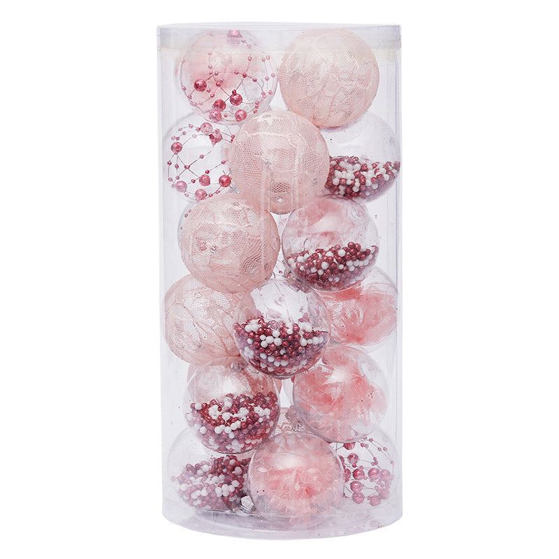 Pink Christmas Baubles Set Of 24 Plastic 6cm
