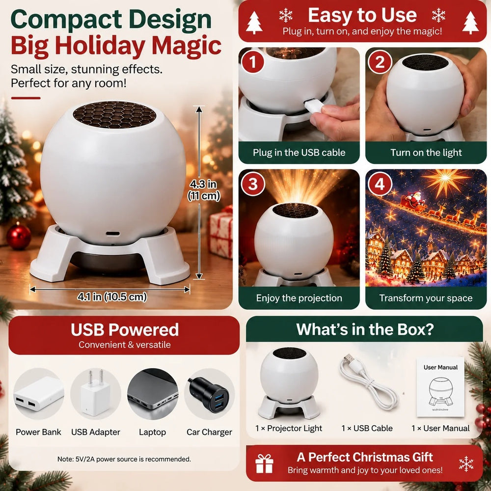 Christmas Projector Light – Magical Festive Patterns on Walls & Ceiling