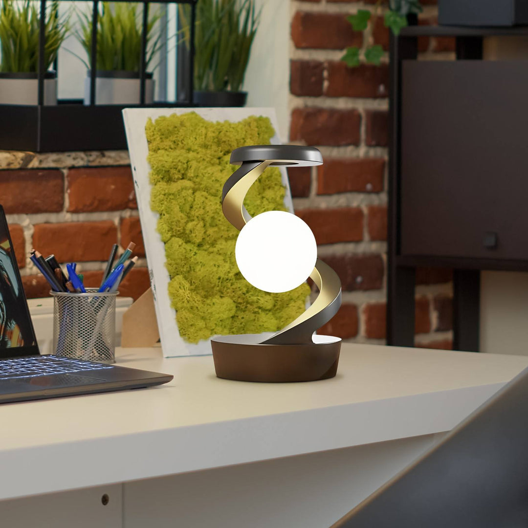 Rotating Moon Lamp – Floating Desk Lamp with Wireless Charging