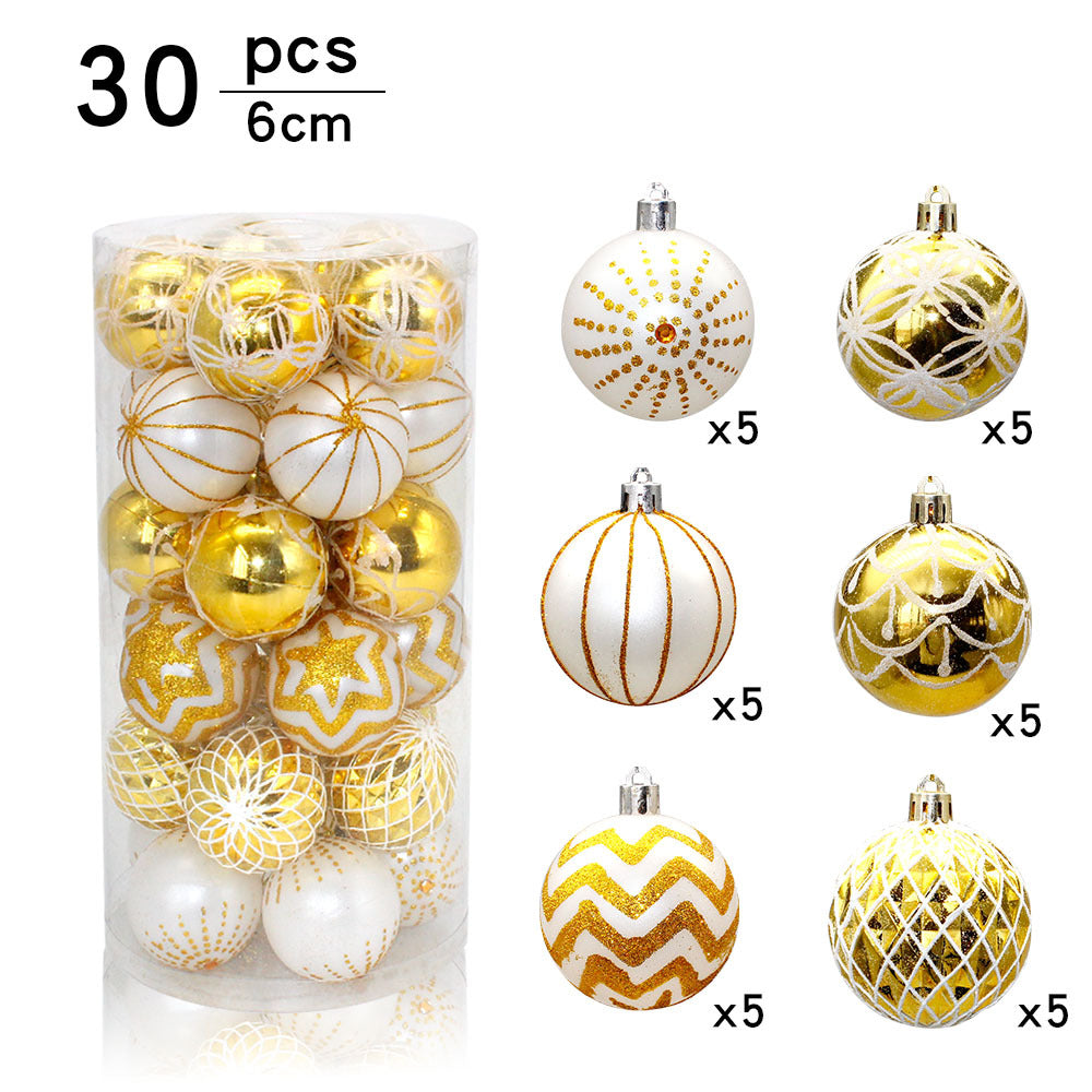Gold And White Christmas Baubles In Bucket Set Of 30