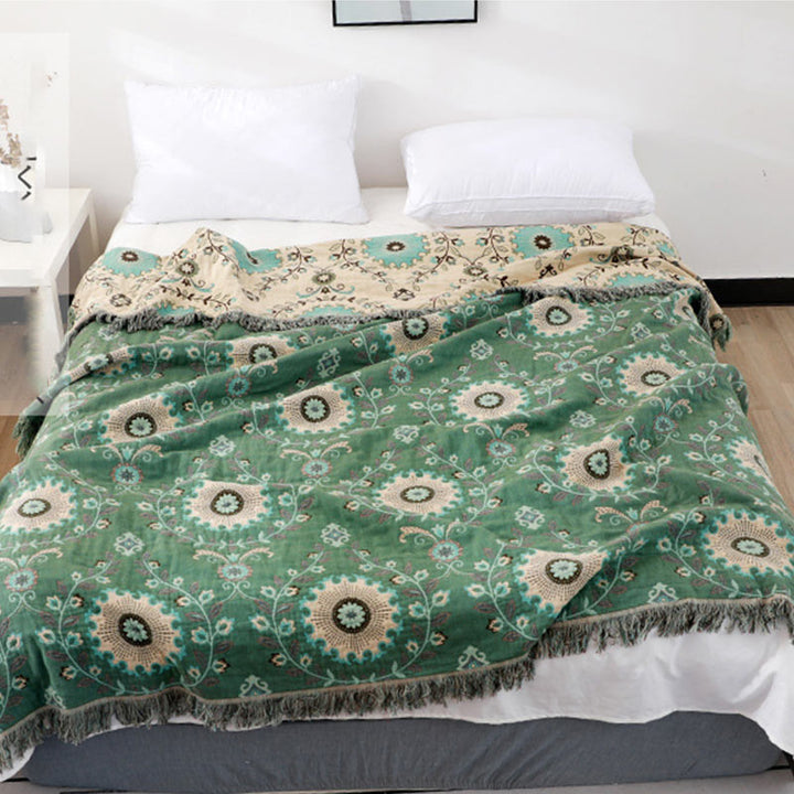 Cosycombe™ Reversible Cotton Sofa Throw That Doubles as a Bedspread