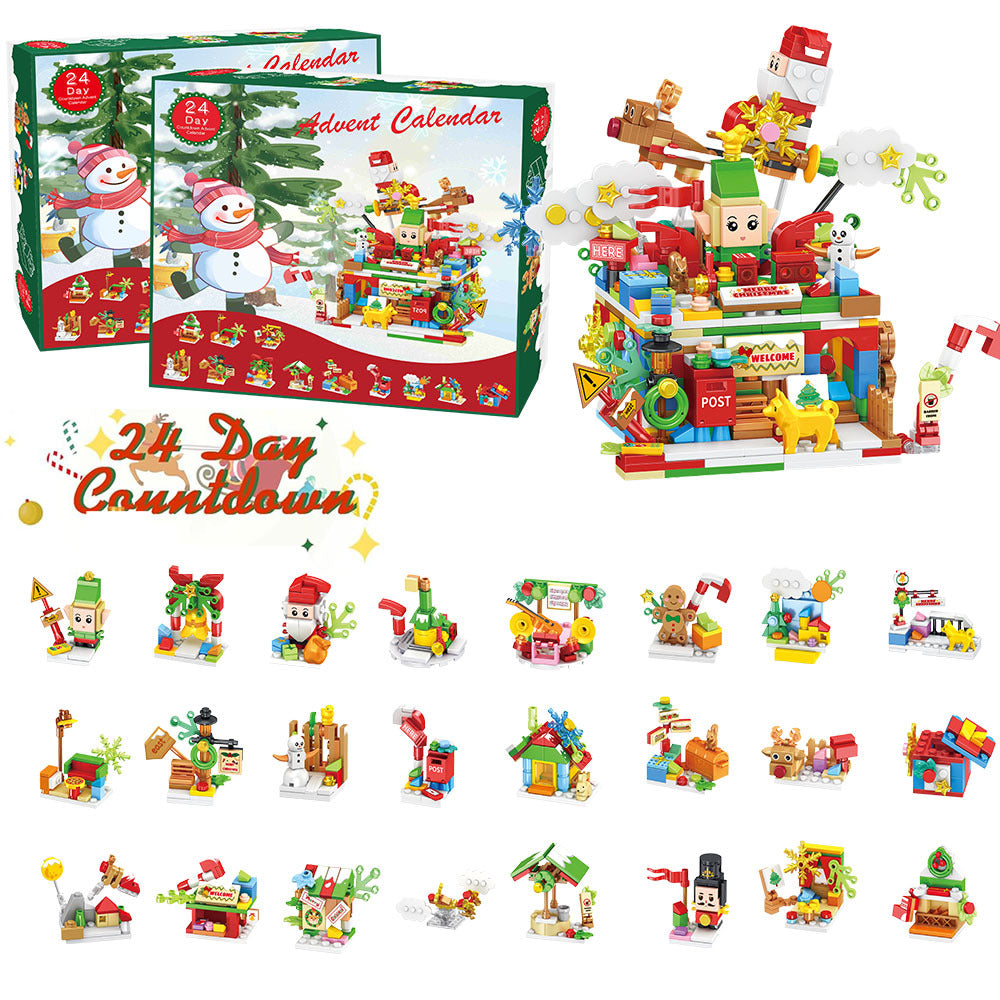 Advent calendar box with brick Christmas train