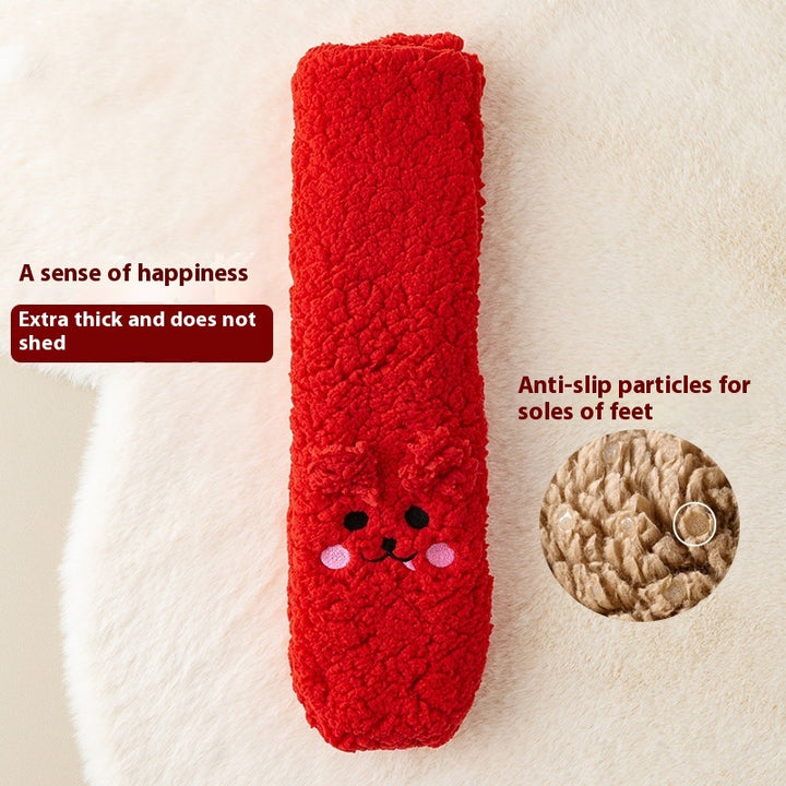 Fluffy fleece floor socks with bunny face