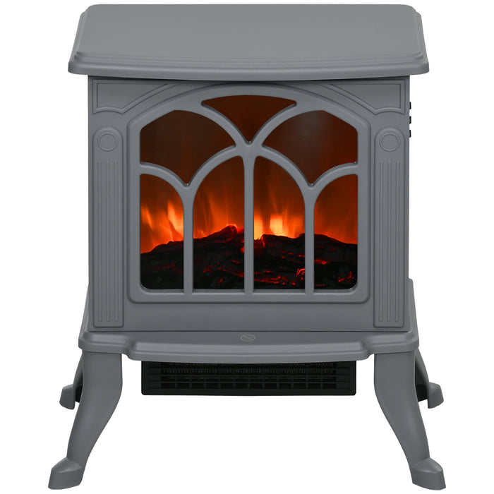 Cosycombe Grey Electric Stove 1500W with Realistic Log Flames