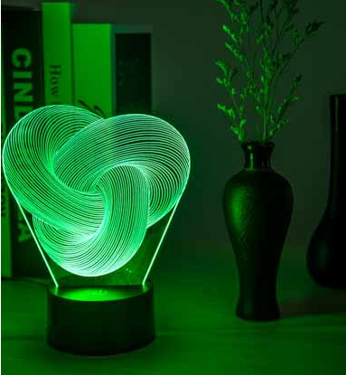 Glowing twisted knot illusion lamp