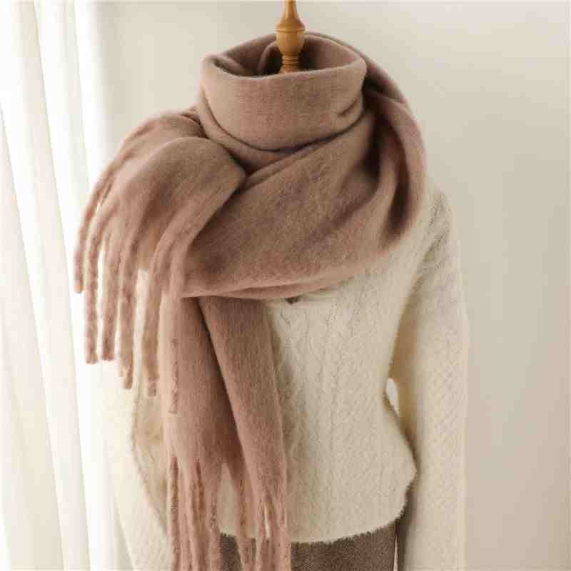 Mustard thick fluffy winter scarf