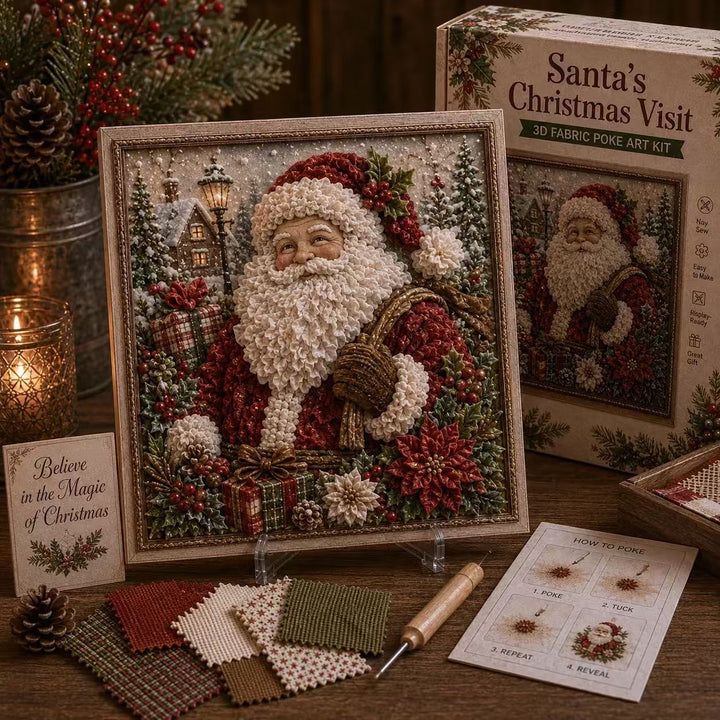 3D fabric poke art Christmas picture in frame