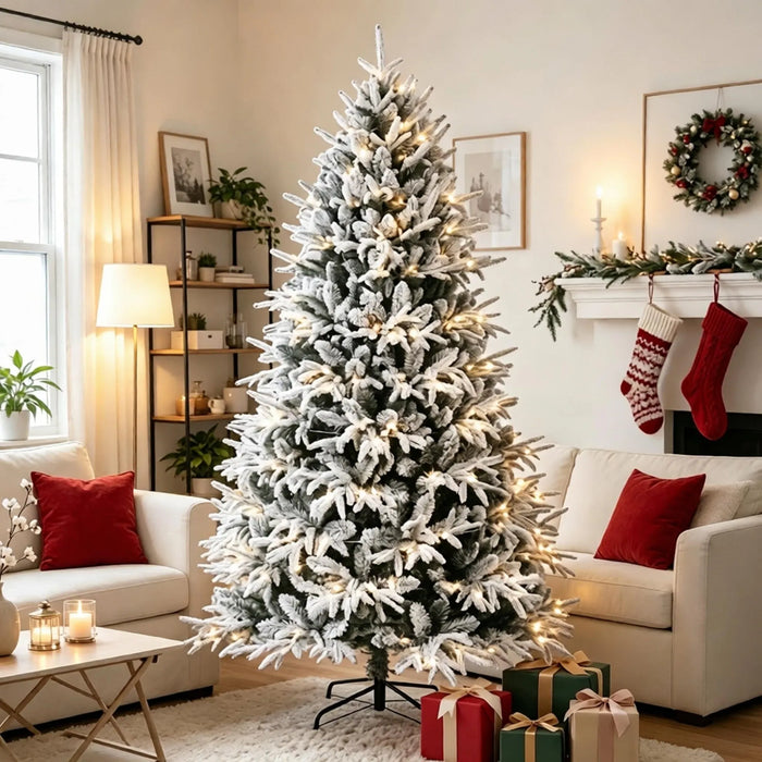 Cosycombe Snow-Flocked Christmas Tree with 2679 Tips and 350 LEDs