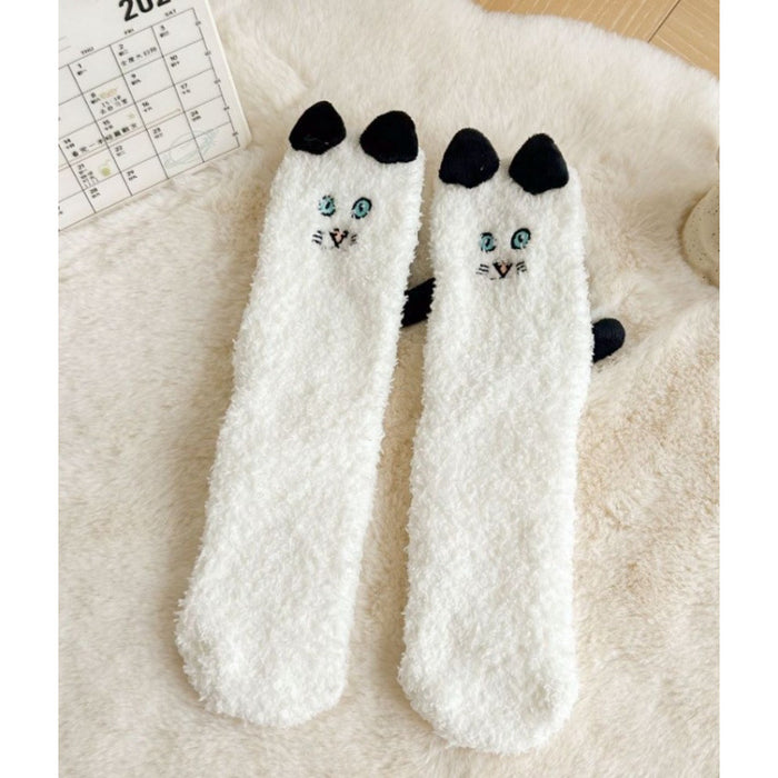 Cosycombe Fleece Cat Socks with 3D Ears and Tail