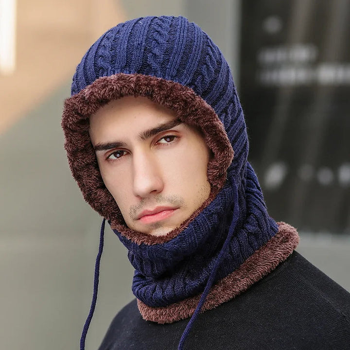 Cosycombe™ Fleece-Lined Knit Balaclava Hat with Built-In Scarf