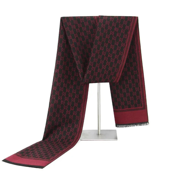 Cosycombe™ Cashmere-Feel Winter Scarf with Letter Print and Fringed Edges