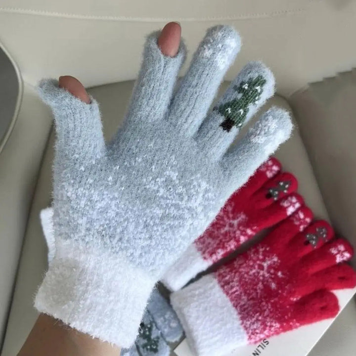 Cosycombe™ Festive Fleece Lined Convertible Fingerless Gloves