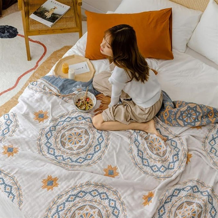 Cosycombe™ Boho Mandala Cotton Throw – Multi-Purpose Decorative Blanket