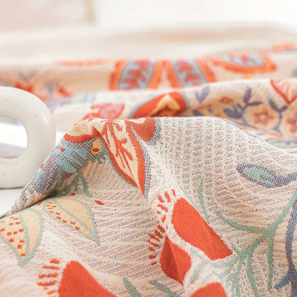 Cosycombe™ Oversized Reversible Floral Jacquard Blanket in 100% Cotton