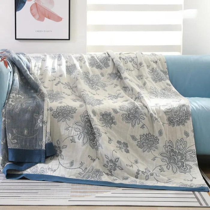 Cosycombe™ Floral Jacquard Blanket for Every Season, Light and Breathable