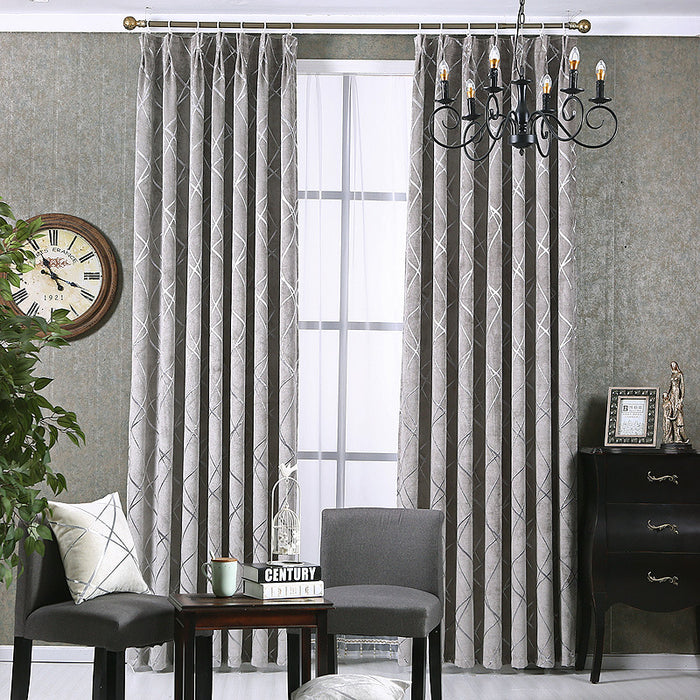 Cosycombe Chenille blackout curtain with geometric line pattern