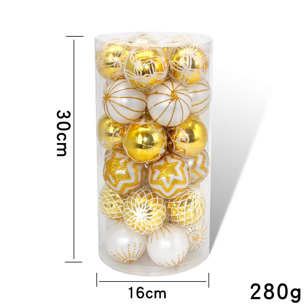 Gold And White Christmas Baubles In Bucket Set Of 30