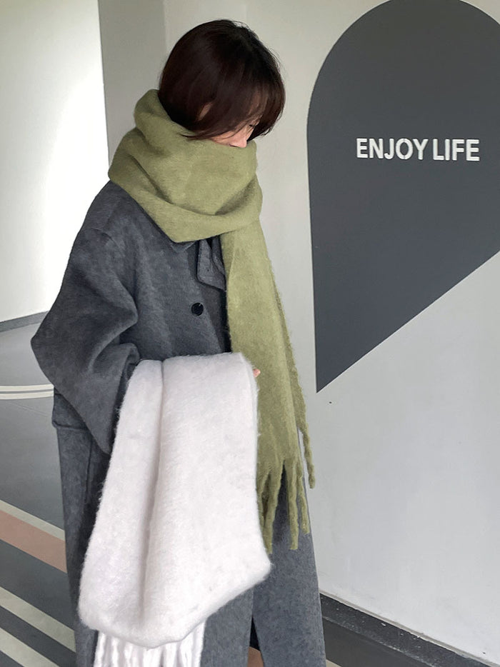 Cosycombe Oversized Fluffy Scarf with Long Tassels