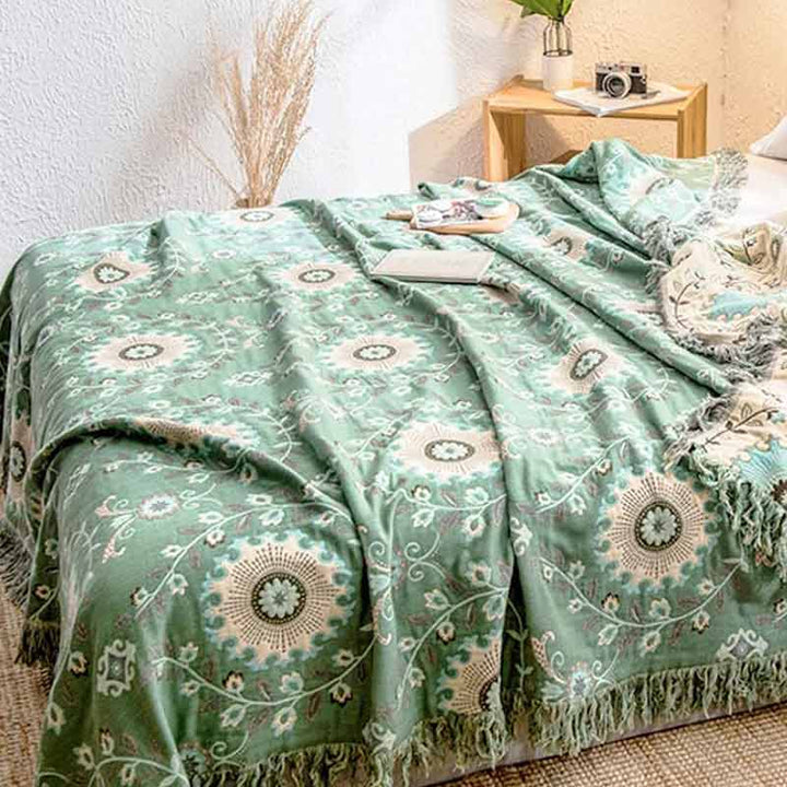 Cosycombe™ Reversible Cotton Sofa Throw That Doubles as a Bedspread