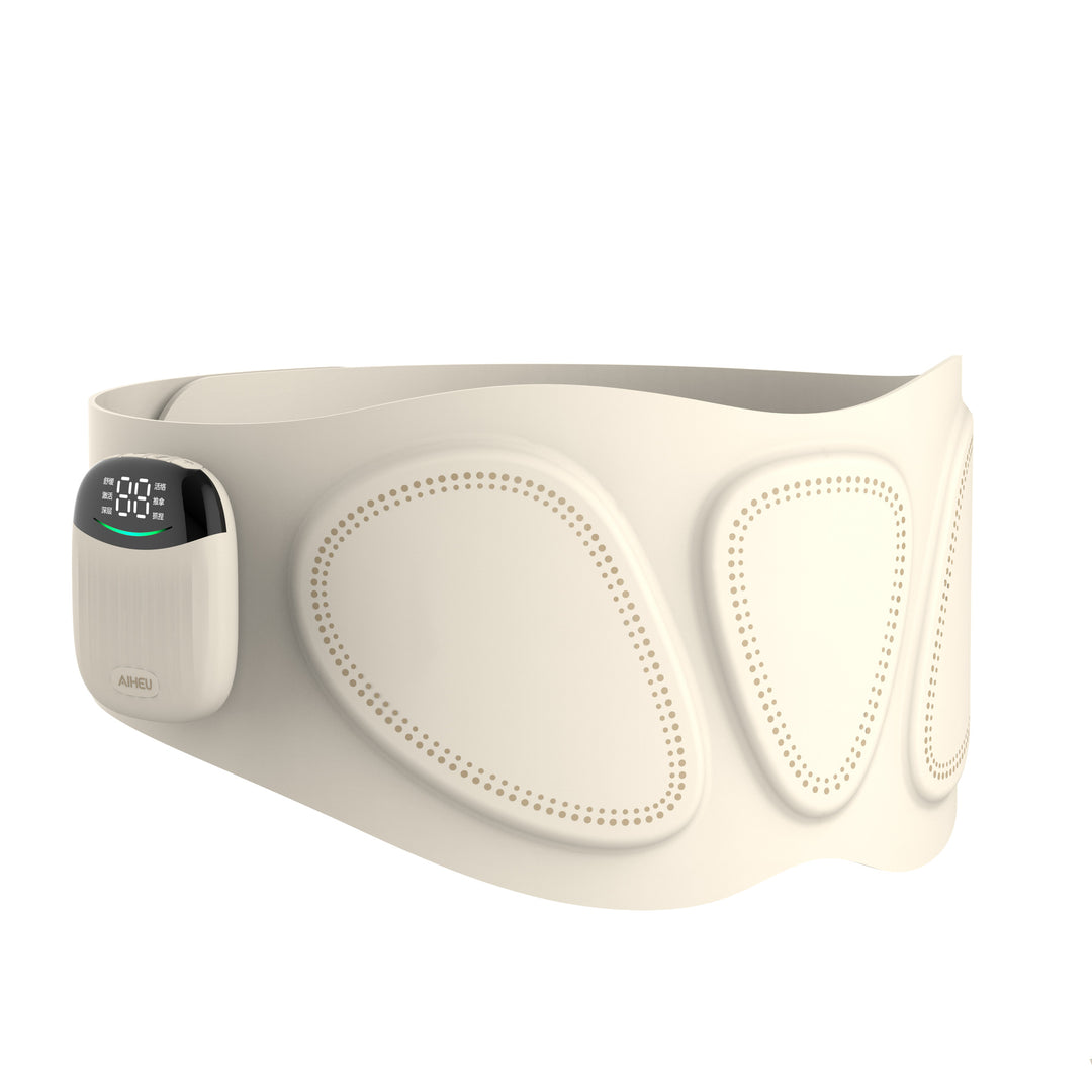 White heated massage waist belt with display