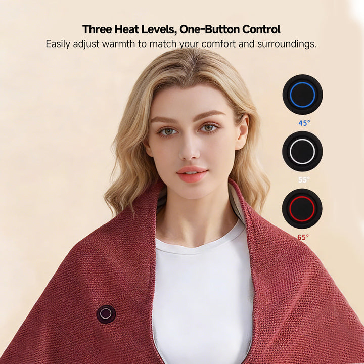 Cosycombe™ Hooded Heated Wearable Blanket with Zip and 3 Heat Settings
