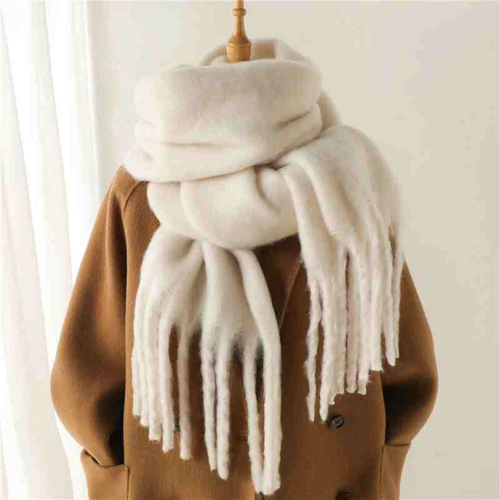 Mustard thick fluffy winter scarf