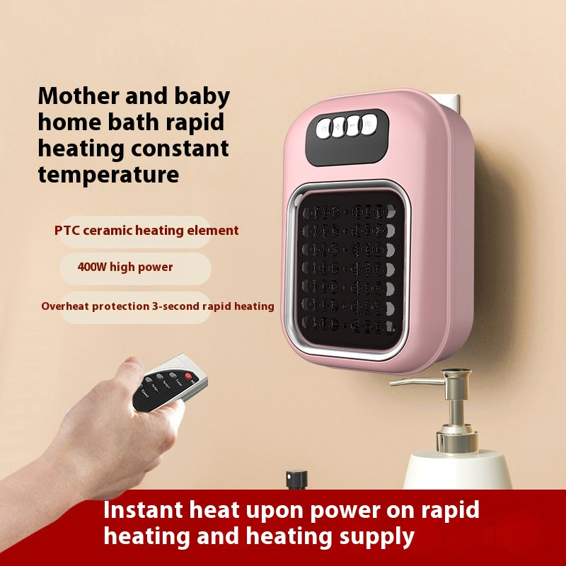White compact plug-in wall heater with display