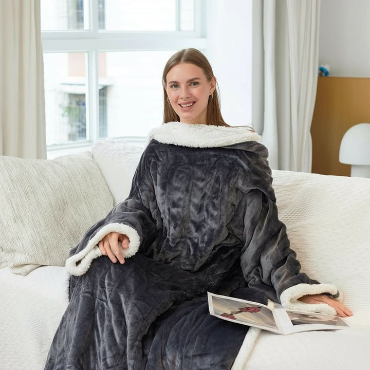 Cosycombe™ Sherpa Fleece Wearable Blanket with Sleeves and Foot Pocket