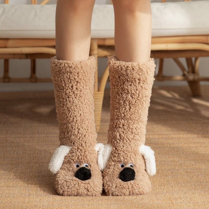 Cosycombe Plush Dog Socks with 3D Ears and Grip