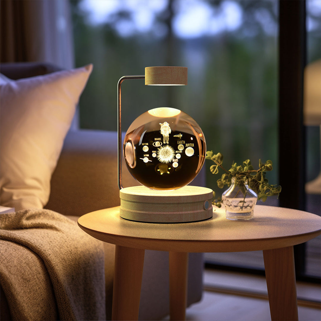 3D Crystal Ball Night Light – Warm Bedside Lamp
