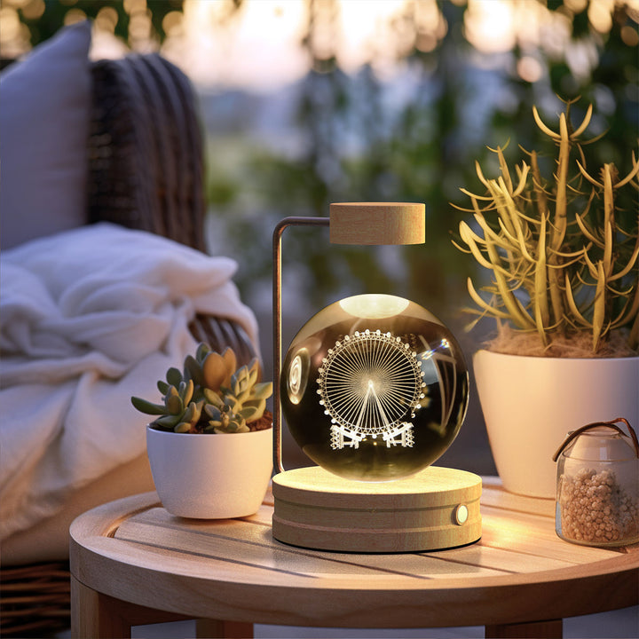 3D Crystal Ball Night Light – Warm Bedside Lamp