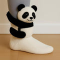 Knit socks with 3D crochet sloth