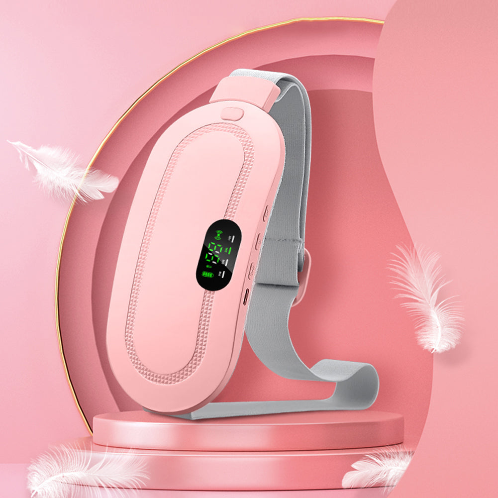 Pink rechargeable heated waist belt with display
