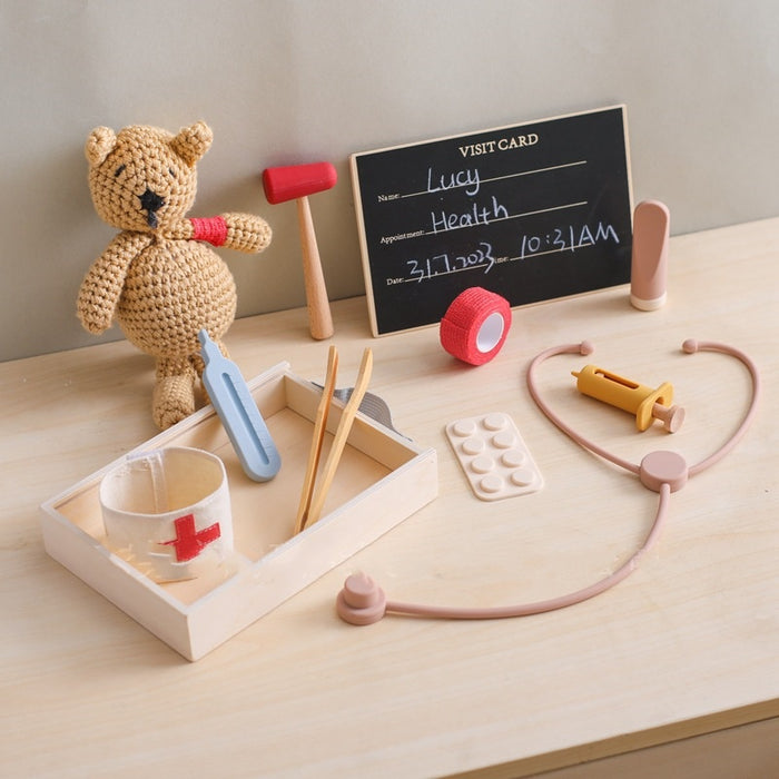 Cosycombe Wooden doctor kit with stethoscope and play tools