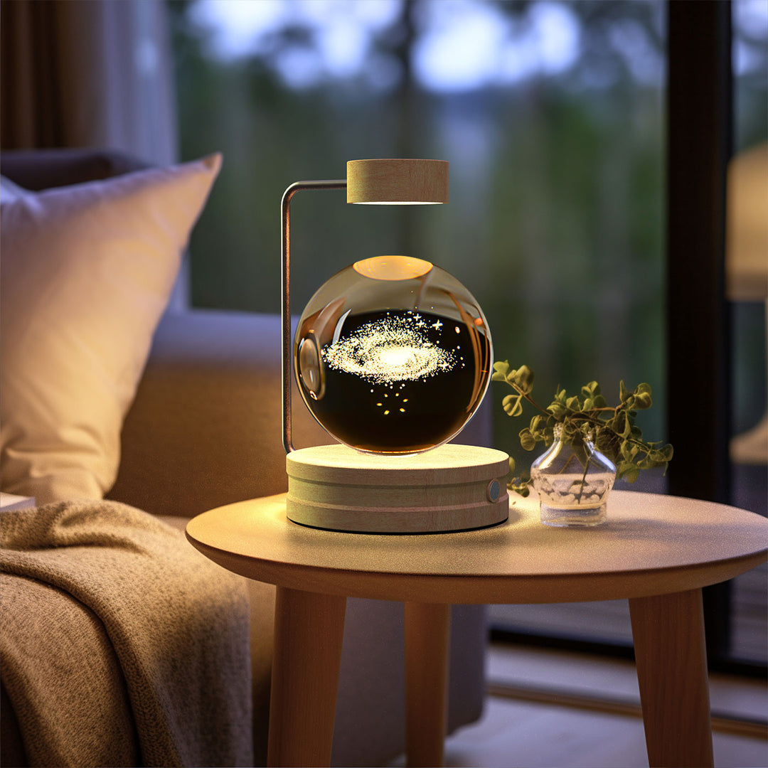3D Crystal Ball Night Light – Warm Bedside Lamp