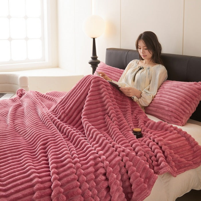 Cosycombe Ribbed Faux Rabbit Fur Blanket, Anti-Static