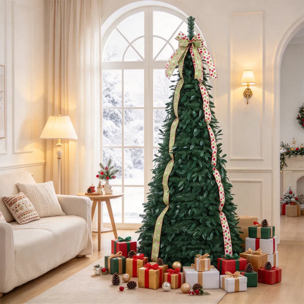 Pop-up Christmas tree with ribbons and bow