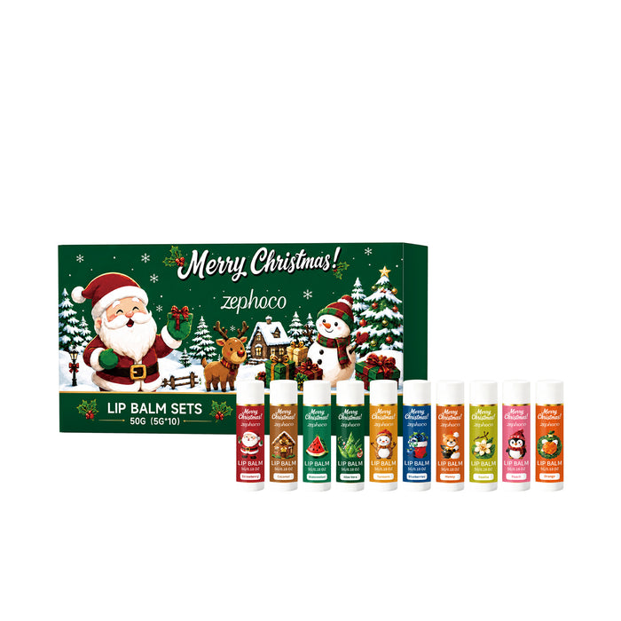Cosycombe Christmas Lip Balm Gift Box with 10 Fruity Sticks