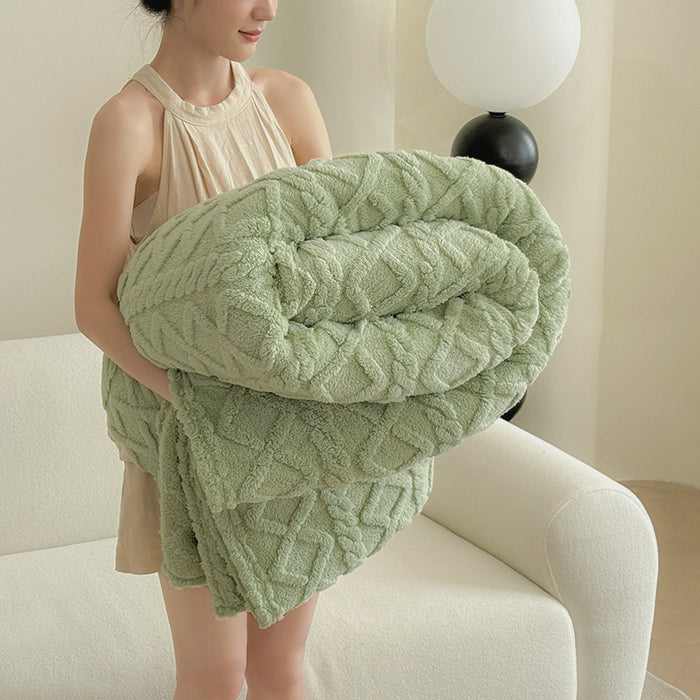 Cosycombe Tufted Velvet Throw Blanket with 3D Pattern