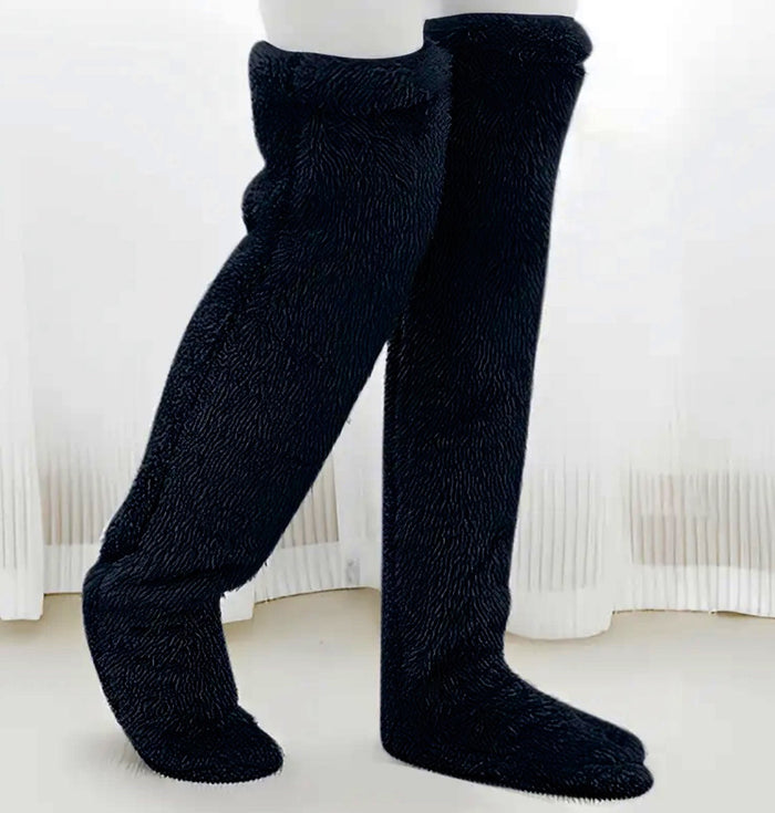 Cosycombe Over the Knee Fluffy Leg Socks in Solid Colours