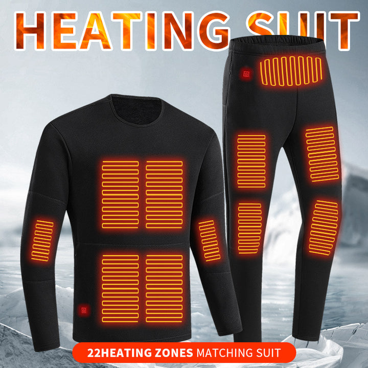 Black heated thermal top and long johns set