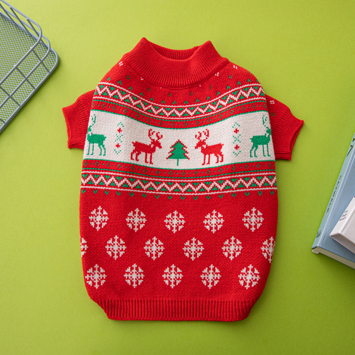 Cosycombe Knitted Christmas dog jumper with festive pattern