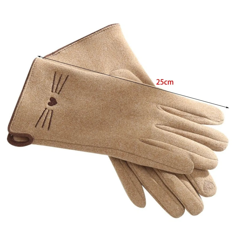 Cosycombe™ Cat Embroidered Touchscreen Winter Gloves for Women