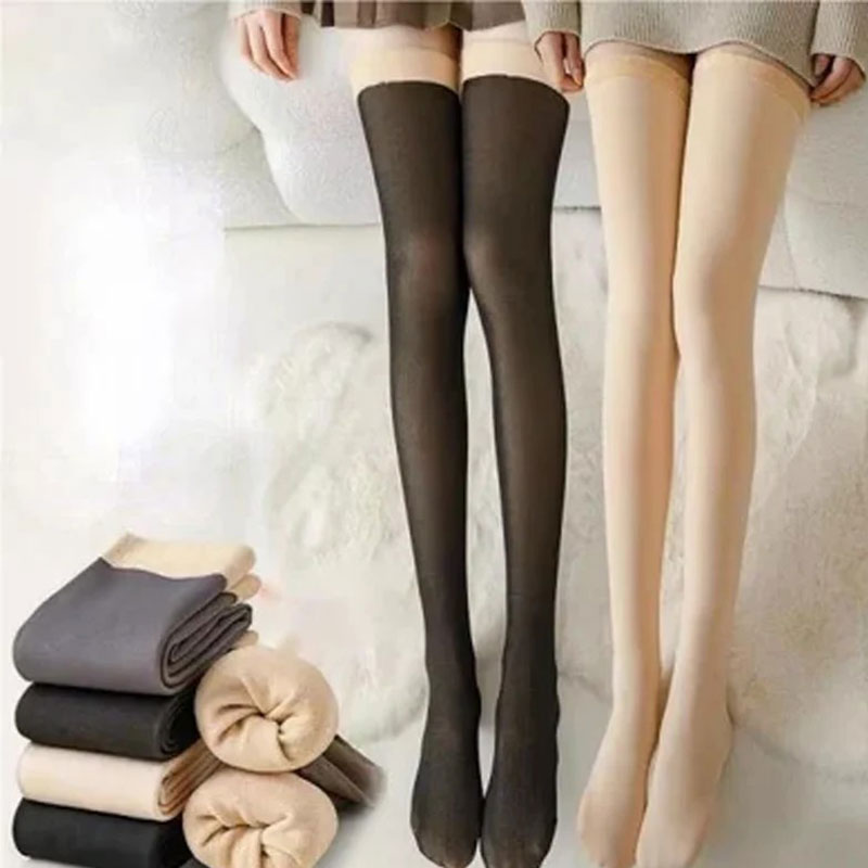 Cosycombe™ Thick Fleecy Thigh-High Stockings with Stay-Up Elastic