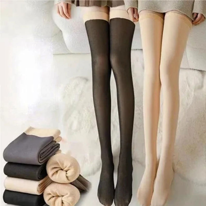 Cosycombe™ Thick Fleecy Thigh-High Stockings with Stay-Up Elastic