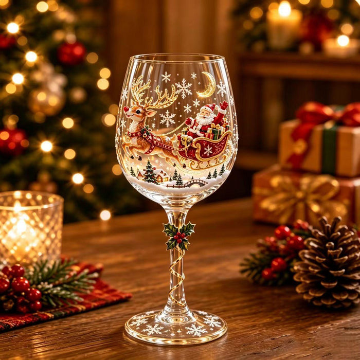 Cosycombe Christmas wine glass with festive decorated stem