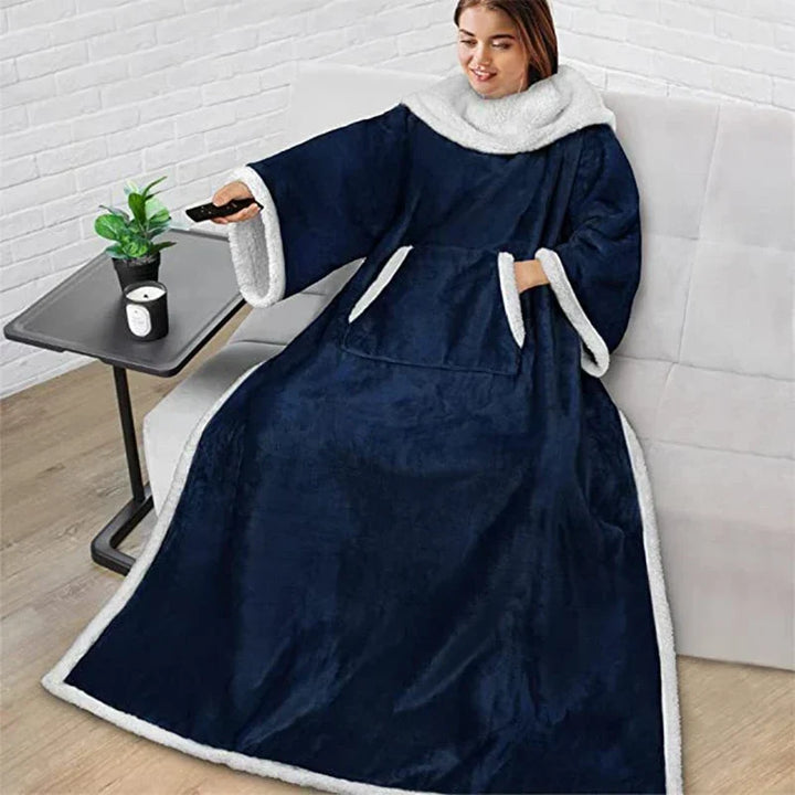 Cosycombe™ Sherpa Fleece Wearable Blanket with Sleeves and Foot Pocket