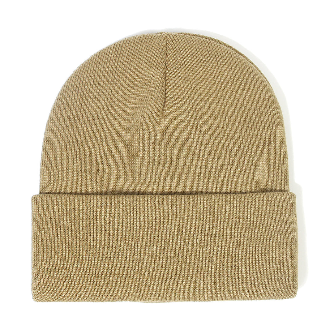 Black double layer cuffed beanie with satin lining